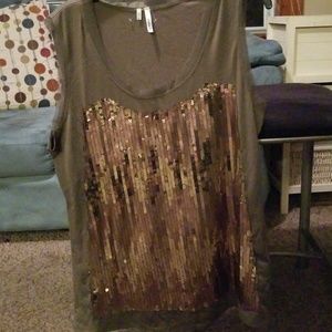 Womens Studio Y Green and Gold dress shirt. XL